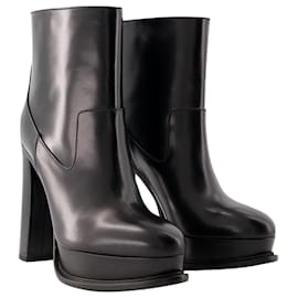 Alexander Mcqueen-120 Mm Ankle Boots - Alexander Mcqueen - Leather - Black-Black