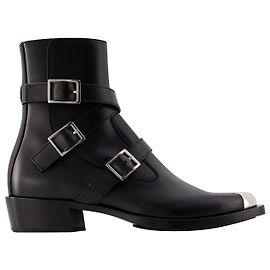 Punk Ankle Boots - Alexander Mcqueen - Leather - Black/silver Black