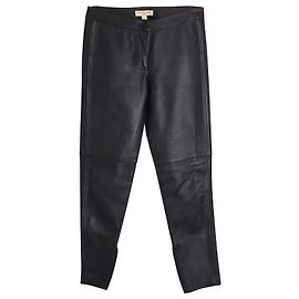 Pantalones Burberry en piel de cordero negra Negro
