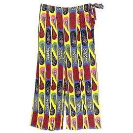 Pantalón Hermès de lino a rayas con estampado paisley multicolor Multicolor