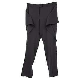 Calça Bottega Veneta em seda preta com babado lateral Preto