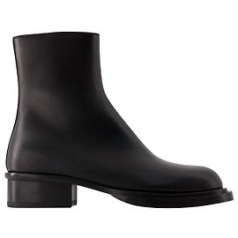 Botines Cuban Stack - Alexander Mcqueen - Cuero - Negro Negro