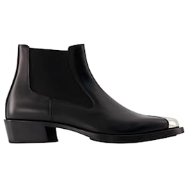 Alexander Mcqueen-Chelsea Boots - Alexander McQueen - Leather - Black/ silver-Black
