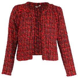 Iro Disco Frayed Metallic Bouclé-Tweed Jacket In Red Wool Red