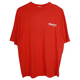 Balenciaga-Balenciaga Political Campaign Logo-T-Shirt aus roter Baumwolle-Rot