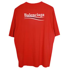 Balenciaga-Balenciaga Political Campaign Logo-T-Shirt aus roter Baumwolle-Rot