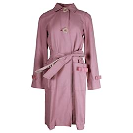 Marc Jacobs-Marc Jacobs Micro Plaid Bow Detail Trench Coat in Pink Cotton-Pink