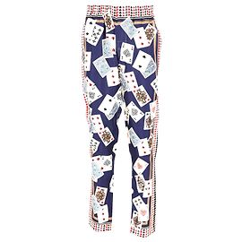 Dolce & Gabbana Playing Cards Printed Pants in Multicolor Silk Multiple colors