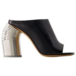 Silver Spring Mules - Off White - Leather - Black/silver Black