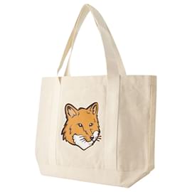 Autre Marque-Borsa tote con testa di volpe - Maison Kitsune - Cotone - Beige-Marrone,Beige