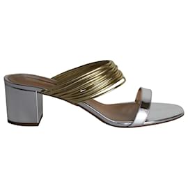 Aquazzura-Aquazzura Rendez Vous 50 Sandals in Gold and Silver Leather-Multiple colors
