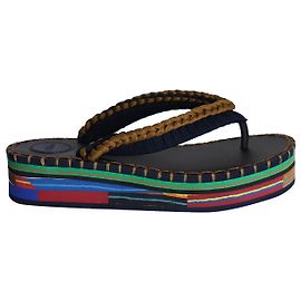 Chloé Chloe Lou Platform Flip Flop in Navy Blue Polyester Blue Navy blue