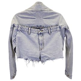 Alexander Wang Tie-Front Denim Skort in Light Blue Cotton Blue Light blue