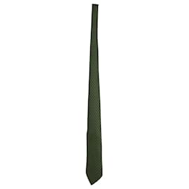 Hermès Corbata estampada Hermes en seda verde Verde