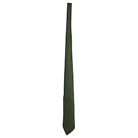 Hermès-Hermes Printed Necktie in Green Silk-Green