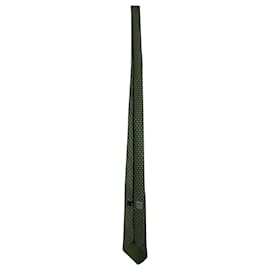 Hermès-Hermes Printed Necktie in Green Silk-Green