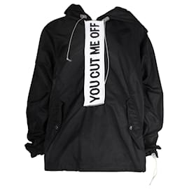 Off White-Off-White Anorak 'You Cut Me Off' Hooded Jacket in Black Nylon-Black