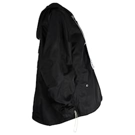 Off White-Off-White Anorak 'You Cut Me Off' Hooded Jacket in Black Nylon-Black