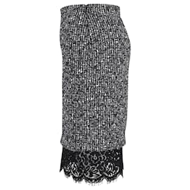 Michael Kors-Michael Kors Lace Hem Pencil Skirt in Grey Polyester-Grey