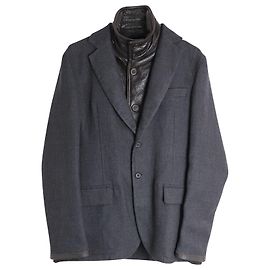 Prada Wool Blazer with Leather Inner in Grey Wool Grey