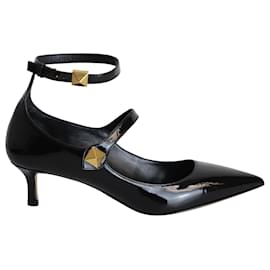 Celine Crystal-embellished Twist Sandals Black Patent Leather Size 38.5