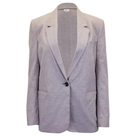Isabel Marant-Isabel Marant Etoile Micro Houndstooth Single Breasted Blazer in Grey Cotton Linen-Grey