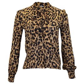 Blusa reformation com estampa de leopardo manga comprida abotoada em viscose multicolorida Outro Impressão em python