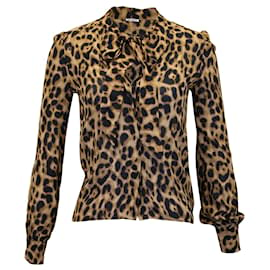 Reformation-Reformation Leopard Print Long Sleeve Buttoned Blouse in Multicolor Viscose-Multiple colors