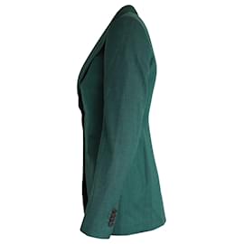 Hermès-Hermes Wide Collar Single Breasted Blazer in Green Virgin Wool-Green