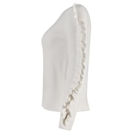 Max Mara-Max Mara Ruffled Sleeve Sweater in White Cotton-White