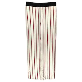 Lanvin-Lanvin pants in cream satin with brown, pink and black stripes-Black