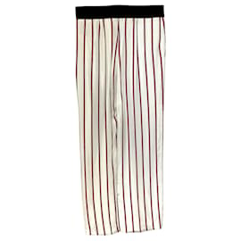Lanvin-Lanvin pants in cream satin with brown, pink and black stripes-Black