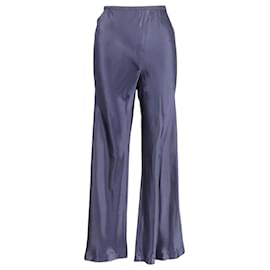 The row-The Row Pantalon large Andres en soie bleu marine-Bleu,Bleu Marine