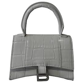 Balenciaga-Balenciaga Hourglass XS Handbag in White calf leather Leather-White