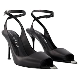 Alexander Mcqueen-Sandalias Punk - Alexander Mcqueen - Piel - Negro/plata-Negro