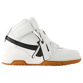 Off White-Out Of Office Mid Top Sneakers - Off White - Leather - White/Black-Black