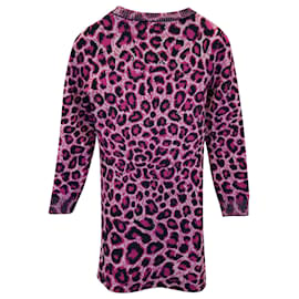 Alberta Ferretti-Alberta Ferretti Save Me Pull en maille à imprimé léopard en laine vierge rose-Autre