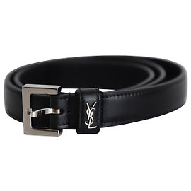 Saint Laurent Monogram Buckled Belt in Black Leather Black