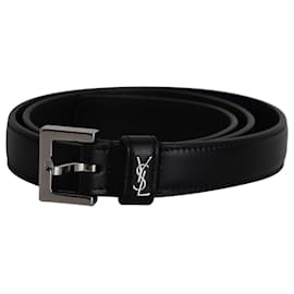 Saint Laurent-Saint Laurent Monogram Buckled Belt in Black Leather-Black