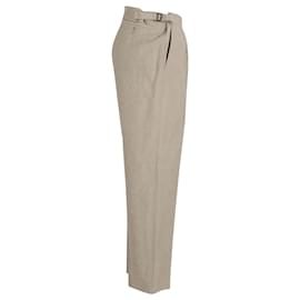 Emporio Armani-Emporio Armani Straight Cut Trousers in Beige Wool-Beige