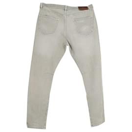 Brunello Cucinelli-Brunello Cucinelli Regular Fit Denim Jeans in Grey Cotton-Grey