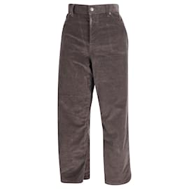 The row-The Row High-Waisted Straight Pants in Brown Cotton-Brown