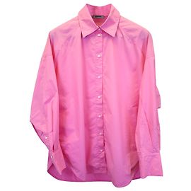 Sandro Paris Camisa Oversized com Botões em Algodão Rosa Rosa