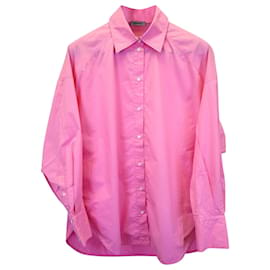 Sandro-Sandro Paris Oversized Button-up Shirt in Pink Cotton-Pink