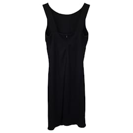 Giorgio Armani-Ärmelloses, knielanges Kleid von Giorgio Armani aus schwarzem Polyester-Schwarz