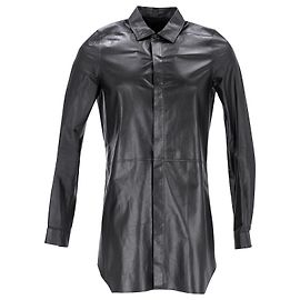 Rick Owens Shirt Jacket in Black Leather Black