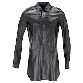 Rick Owens-Rick Owens Shirt Jacket in Black Leather-Black