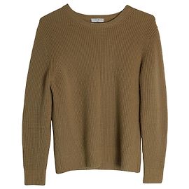 Sandro Paris Rippstrickpullover mit Rundhalsausschnitt aus brauner Wolle Braun