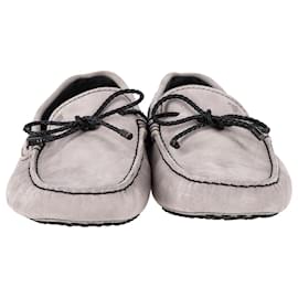 Tod's-Tod's Bow Slip On Loafers in Grey Suede-Grey