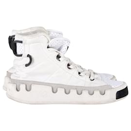 Y3-Adidas Y-3 Kasabaru High Top Sneakers in White Nylon-White